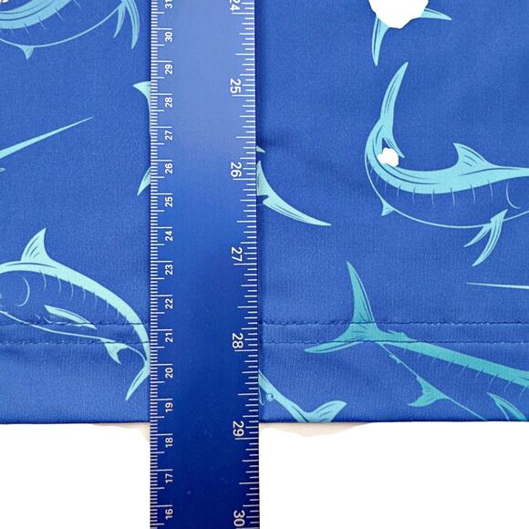 Waggle Blue Marlin Swordfish Fish Performance Golf Polo Shirt Mens L Wicking - Picture 7 of 7